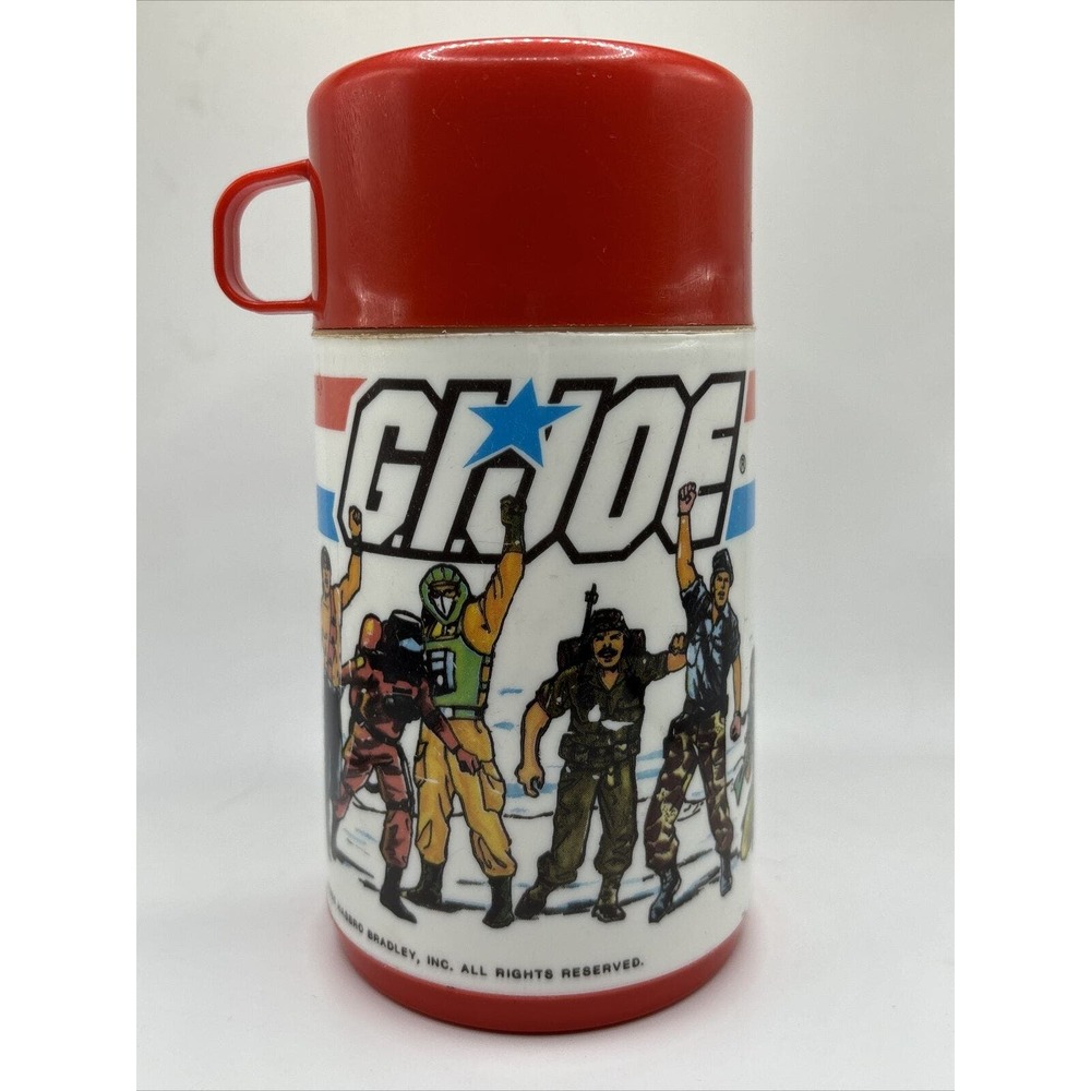 PLASTIC THERMOS GI JOE 1985 HASBRO BRADLEY ALADDIN INDUSTRIES